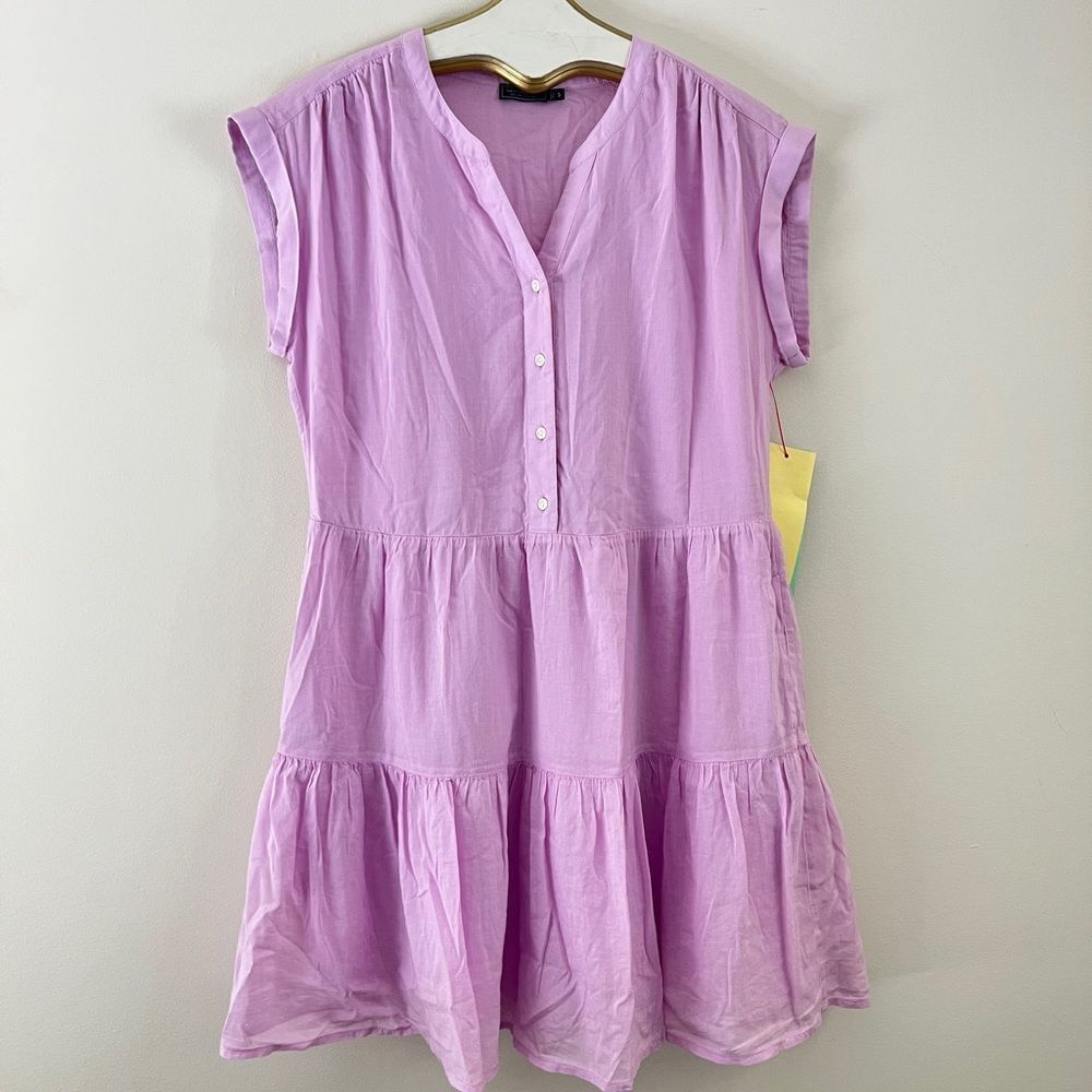 Vineyard Vines NEW Light Purple Tiered Ruffle Button Up Dress | Size Small